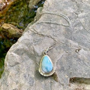Sterling Silver Larimar Crystal Necklace